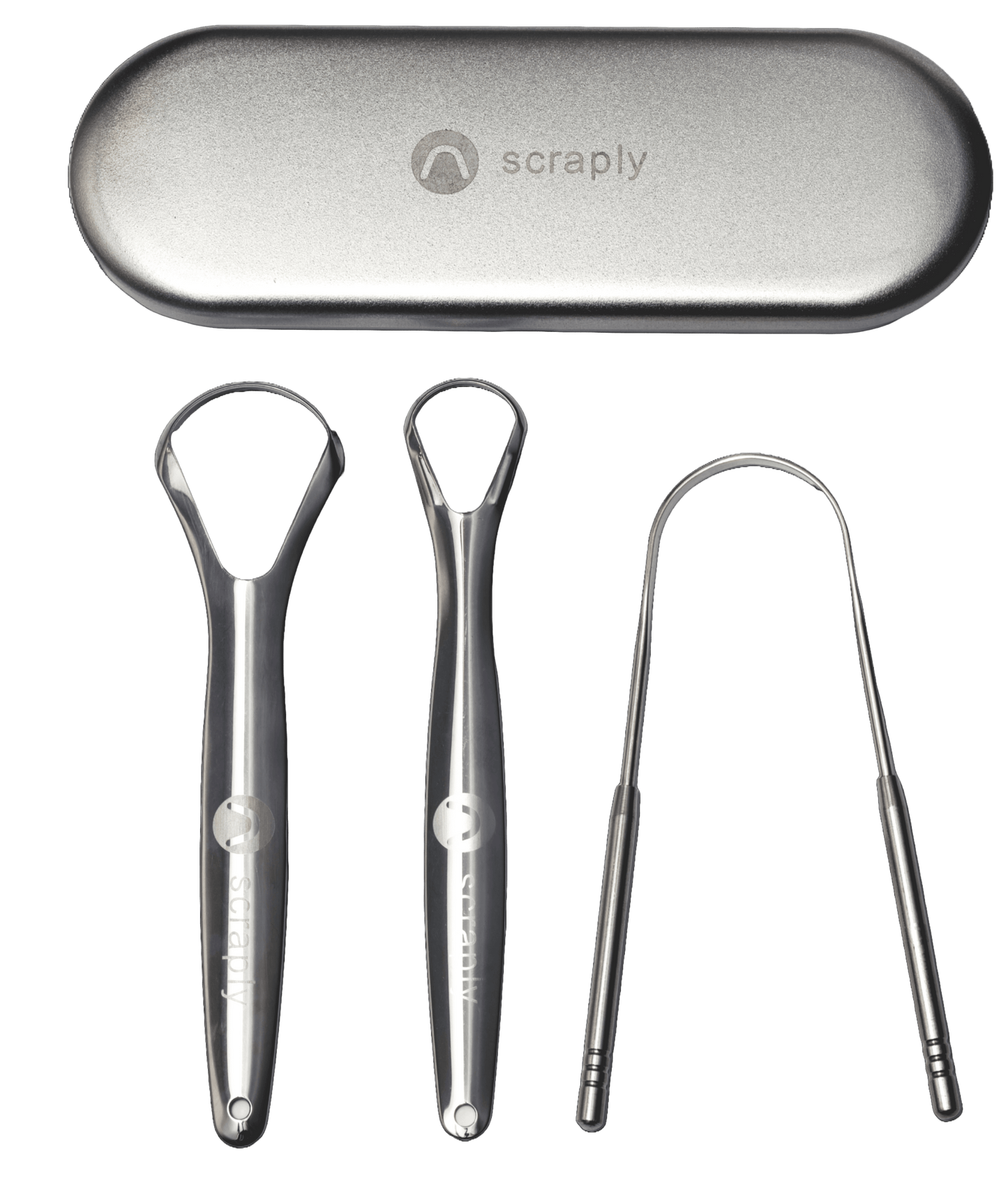 3 in 1 Stainless Steel Tongue Scrapers - ScraplyLB